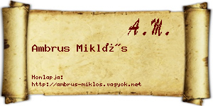 Ambrus Miklós névjegykártya